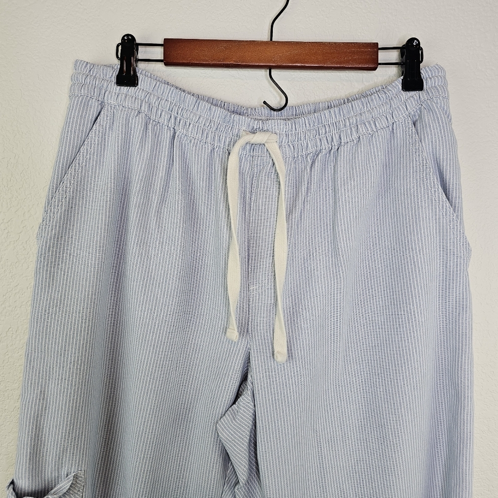 Aerie Baggy Cargo Wide Leg Chambray Elasti Drawstring Pull On Pants Large - Picture 2 of 16